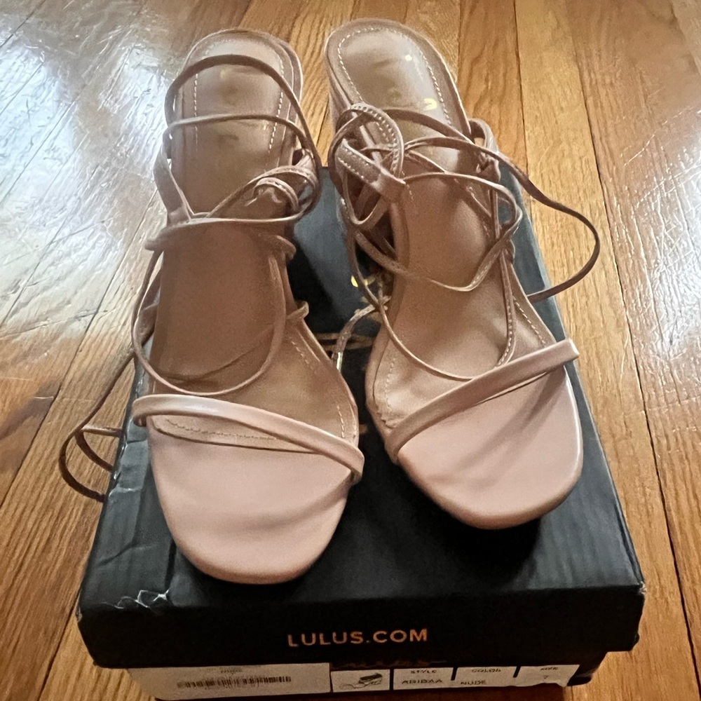 Lulus strappy lace up sandal. New in box!